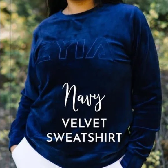 ZYIA Sweaters Zyia Retired Navy Velour Sweatshirt Xs Poshmark